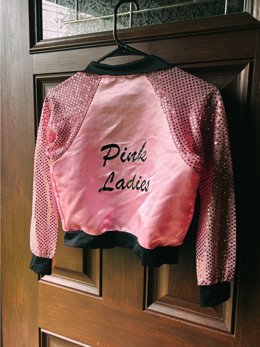 Girls Pink Ladies Sequin Satin Jacket